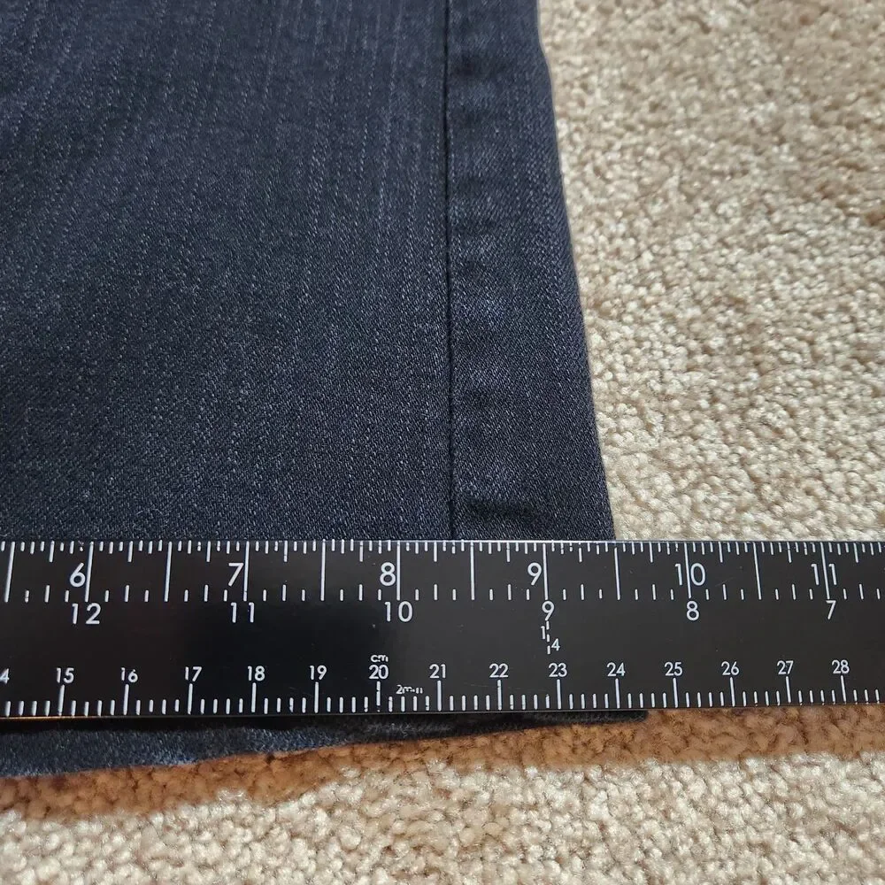 NYDJ Jeans Women 14P Black Mid Rise Bootcut Studded Back Pockets Made In USA